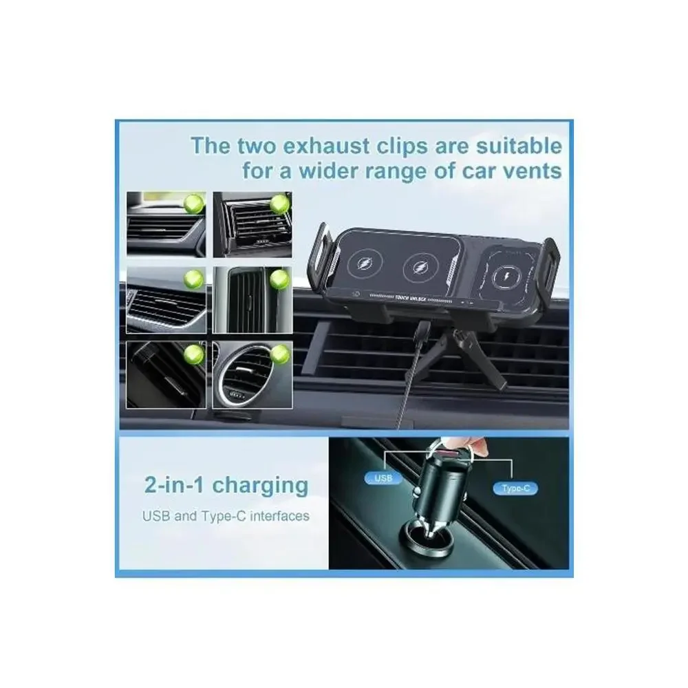 Z1 Folding Rotating Car Phone Mount Wireless Charger Dashboard Holder